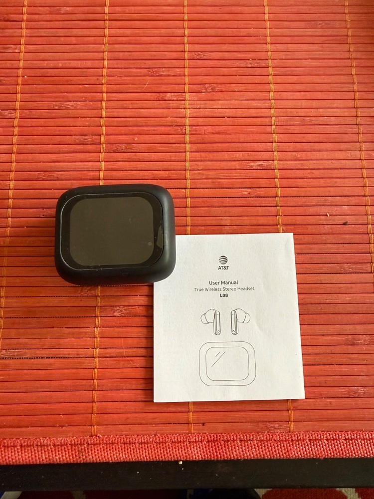 AT&T Essentials Link True Wireless Stereo Headset with a touch screen case