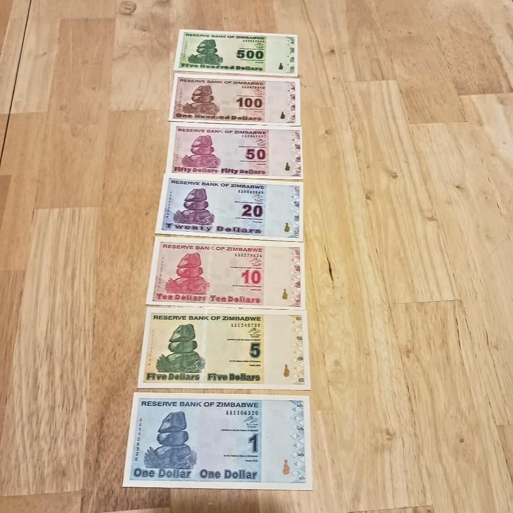 2009 Zimbabwe Fourth Dollar Uncirculated 7 Note Set. Pick 92-97.