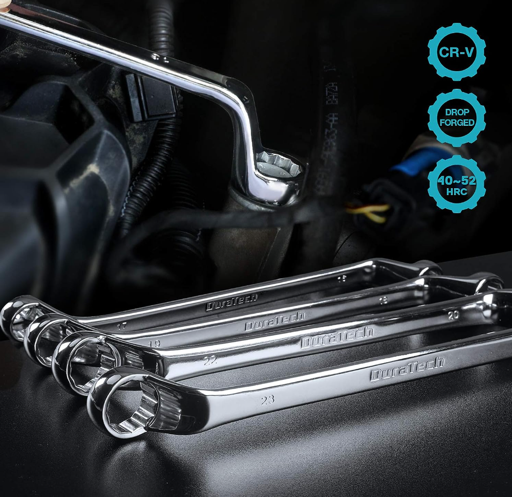 9 Pcs Double Box End 75 Degree Deep Offset EXTRA LONG Wrench Tools Set 6-23Mm
