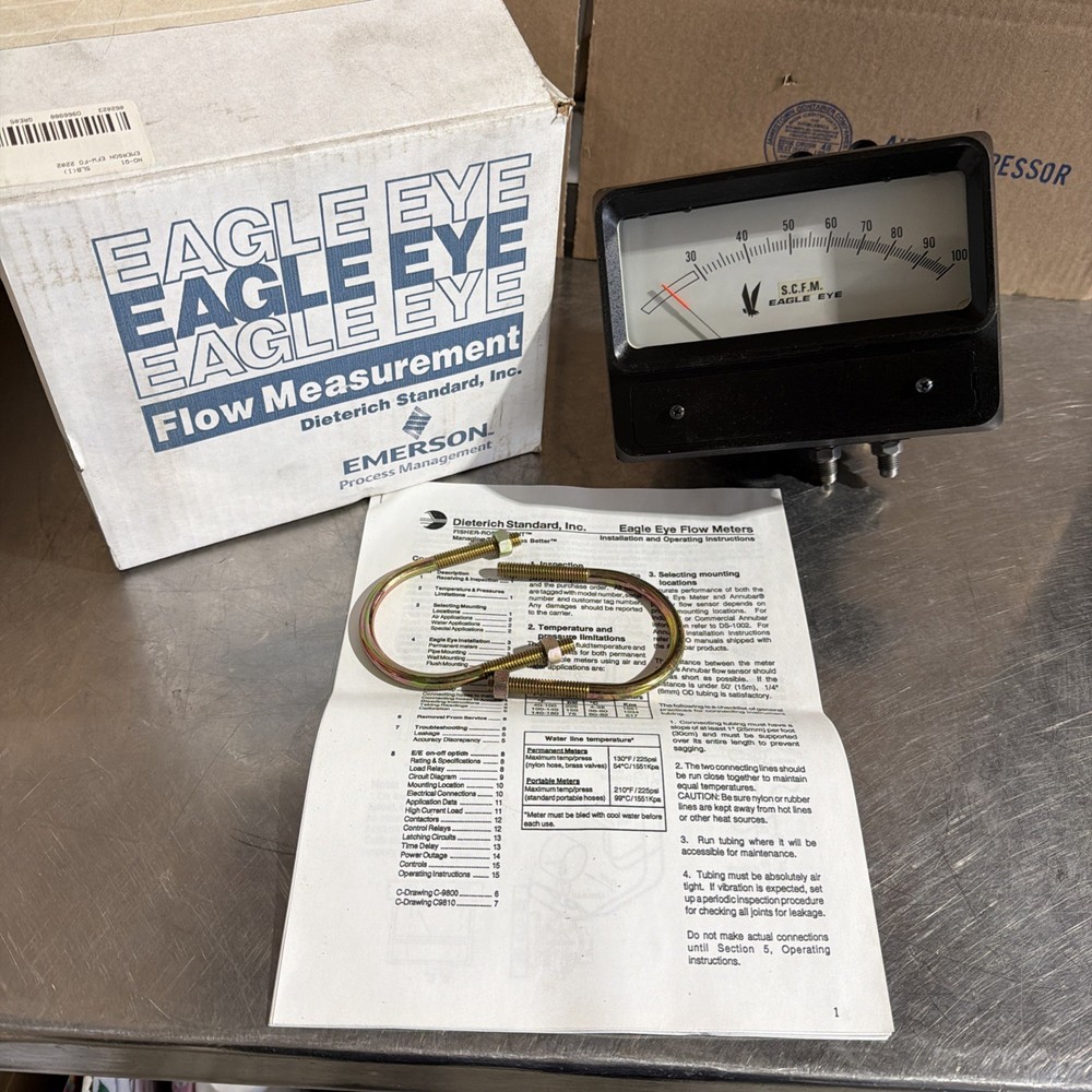 Dieterich Standard EFW-FO 2202 Eagle Eye Variable Area Flow Meter 30-100cfm Nos