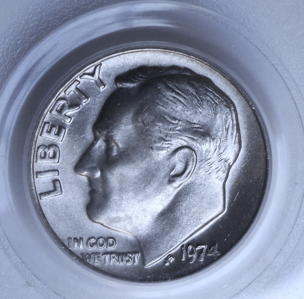 1974 . Roosevelt Dime . PCGS MS66 . Gem/Superb BU .