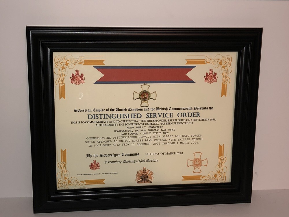 DISTINGUISHED SERVICE ORDER [UK] COMMEMORATIVE CERTIFICATE ~ Type 1