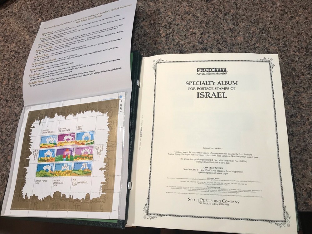 2 Scott Israel Stamp Albums 1948-98 - Over 100 Stamps Included - Great Condition
