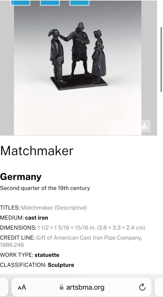 Museum quality German solid silver figurine, early 19th Century, "Matchmaker"