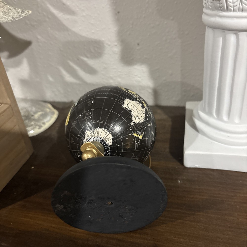 Table Top World Globe Black Decorative Desk Decor Tabletop Display Small 5 Inch