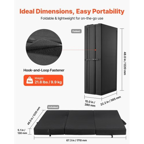 Bouldering Crash Pad, Tri-Fold Rock Climbing Crash Pad with Adjustable Backpack