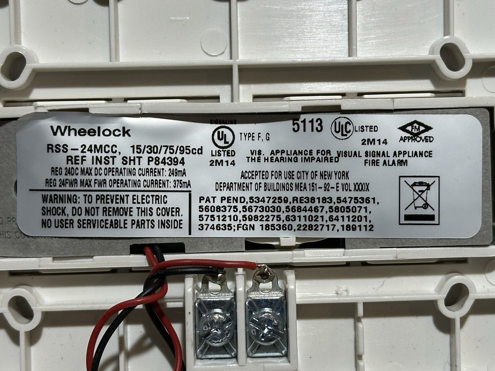 WHEELOCK RSS-24MCC-FW WHITE CEILING MOUNT STROBE "FIRE" MARKING - NEW - 11 AVAIL