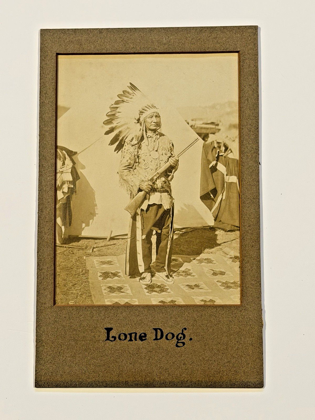 Vintage Native American Cabinet Photo Titled: "Lone Dog"; Early 20th Century