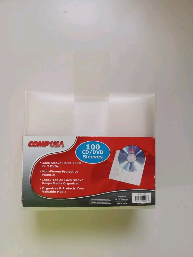 COMP USA 100 CD/DVD Sleeves 100 Pack NOB