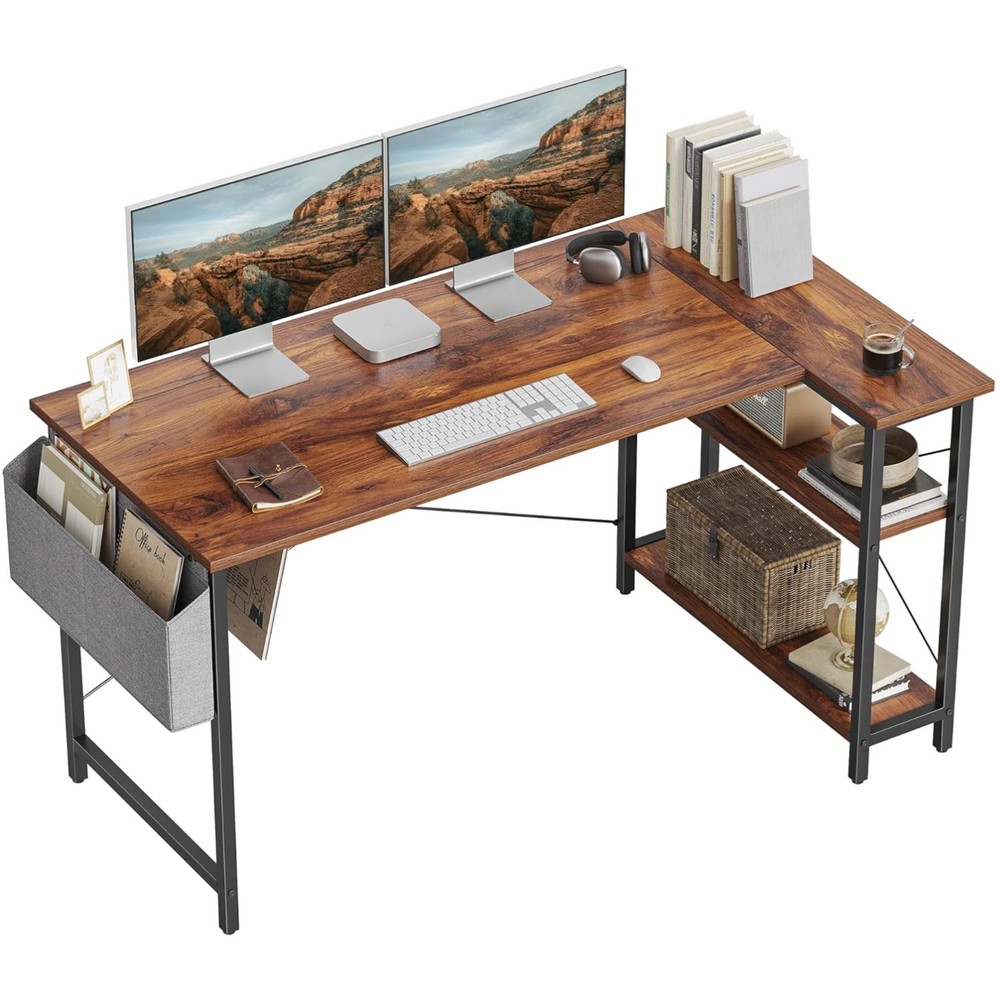 Space-Saving 55" L-Shaped Desk with Organized Storage for Efficient Offices