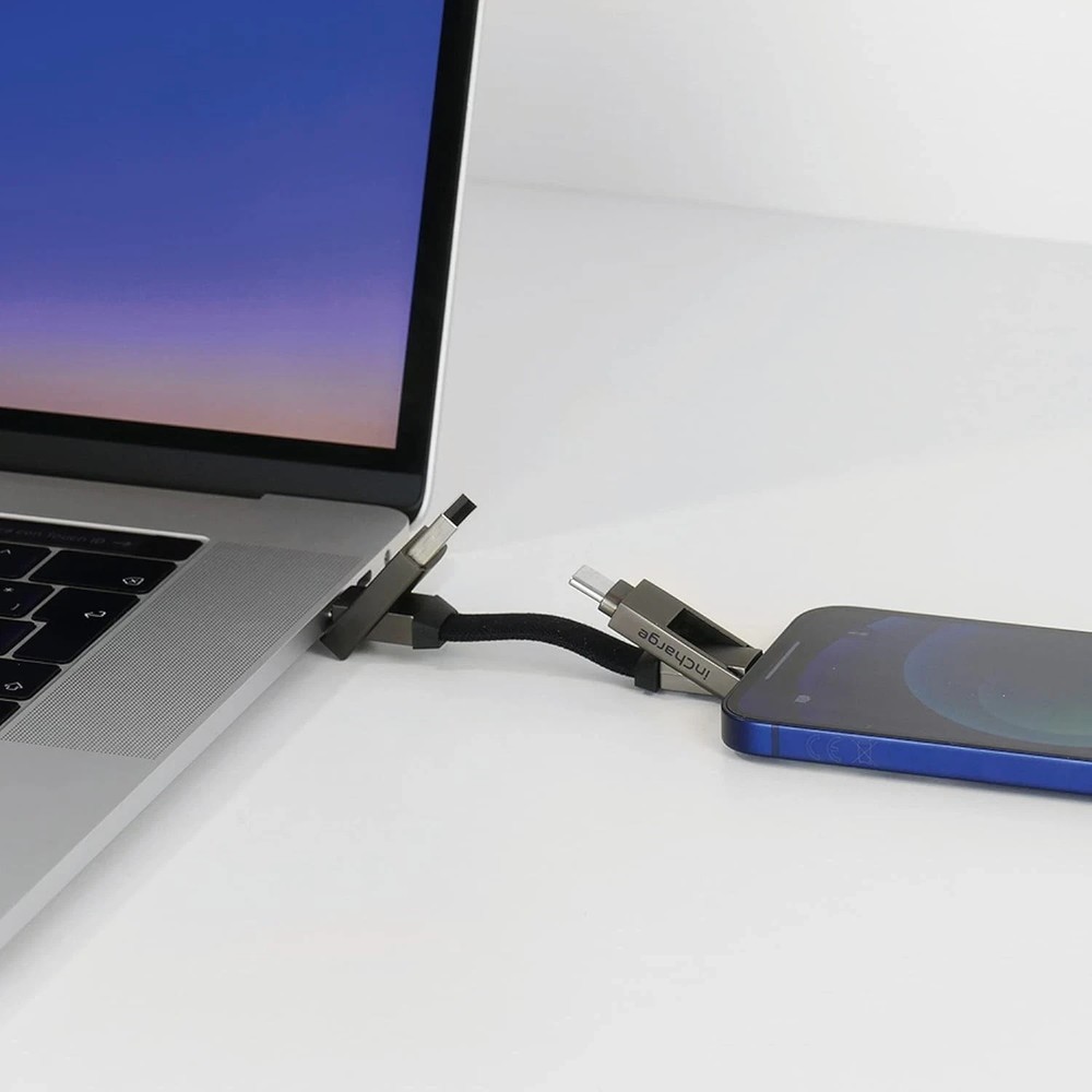 Rolling Square inCharge 6 - Keychain USB C Charger Cable, Lightning Gray