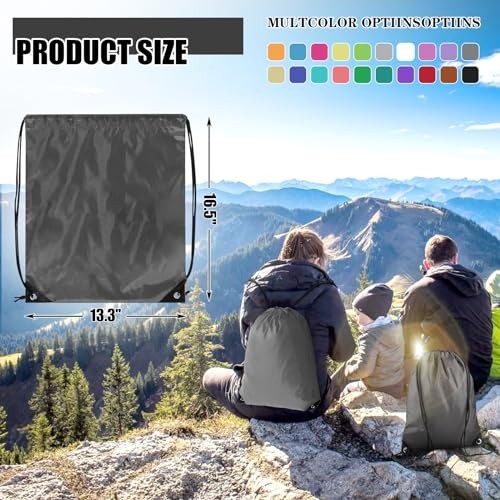 Drawstring Backpack BulkPcs Cinch Bag, Polyester Drawstring Bags for 100 Grey