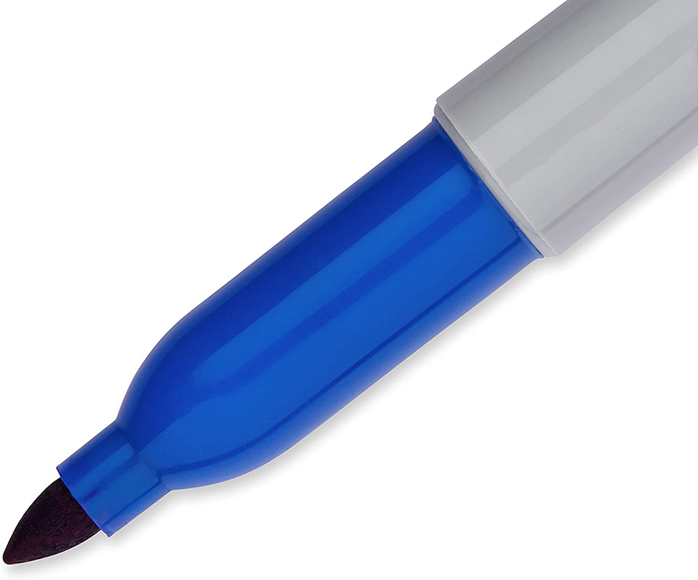Sharpie Permanent Markers, Fine Point, Blue, 12 Count