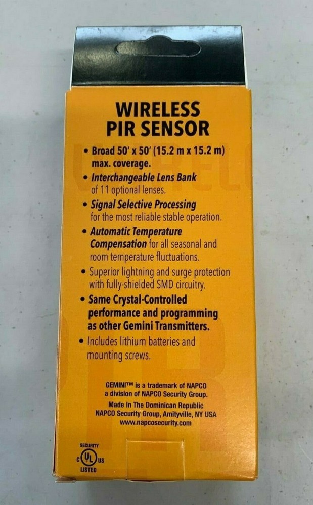 Napco gemini Security GEM-PIR Napco Gemini Wireless PIR Sensor