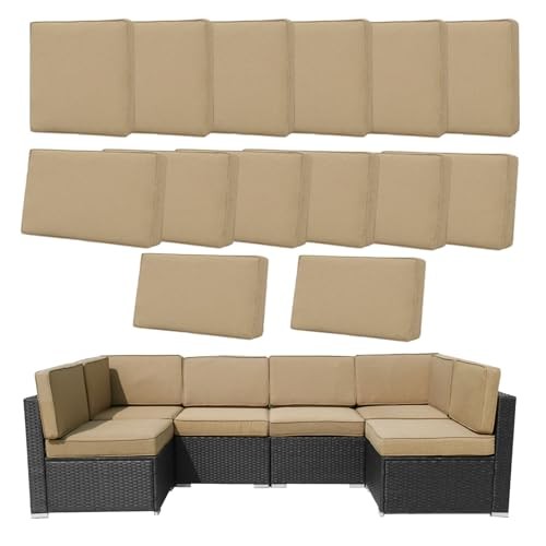 14 Pcs Patio Cushion Covers Replacement Outdoor Couch Cushions Covers Brown