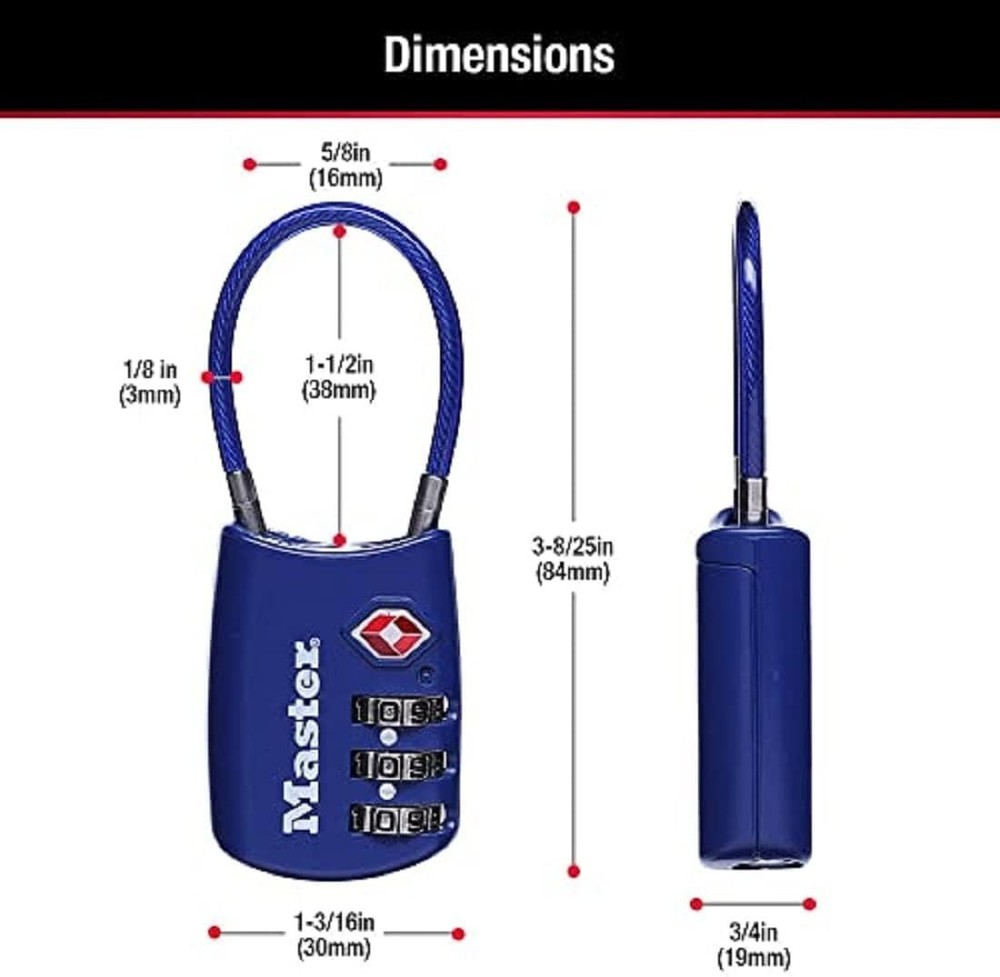 Durable Keyless TSA Combination Lock Set for Luggage - Assorted Colors, 2 Pack