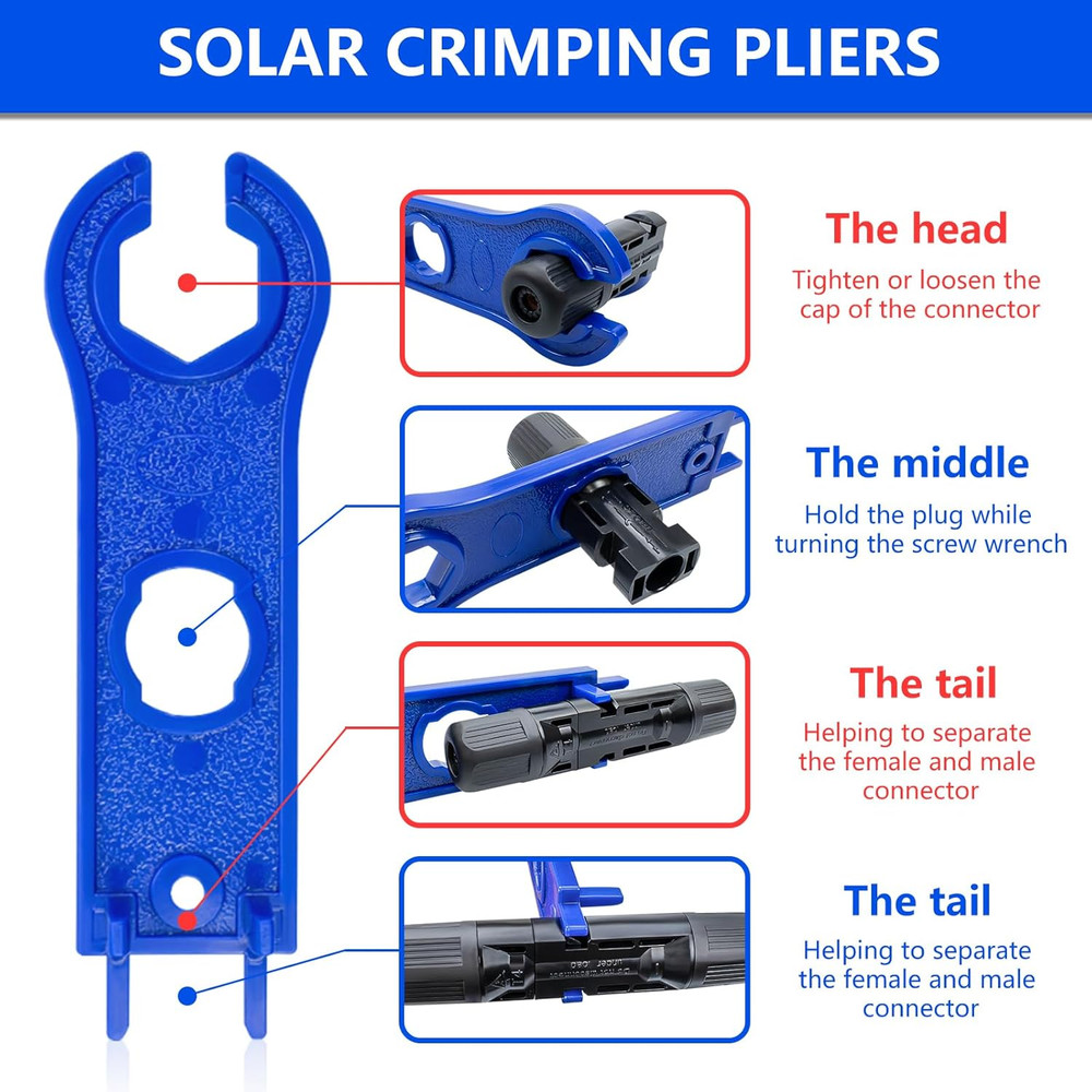 Solar Panel Connector, 60PCS Solar Crimper Tool Kit for Connecting Solar Panel C