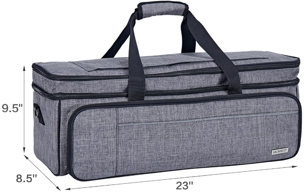Double Layer Case with Mat Pocket for Cricut Maker 3/Explore 3, Grey, Bag Only
