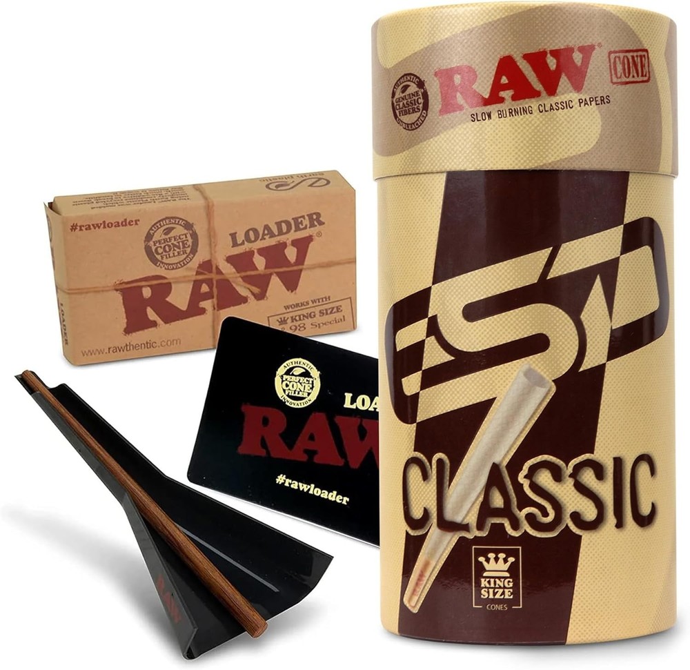 RAW Classic Cones King Size | 100 Pack & Cone Loader | Kit