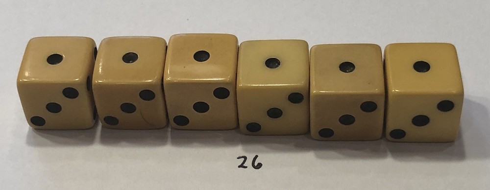 Three Pair Butterscotch Bakelite 1/2” Vintage Dice (Tested)