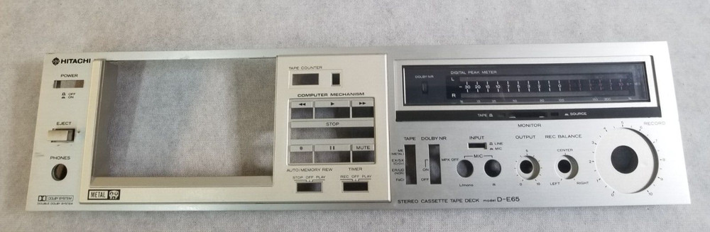 HITACHI D-E65 Stereo Cassette Deck FRONT FACEPLATE