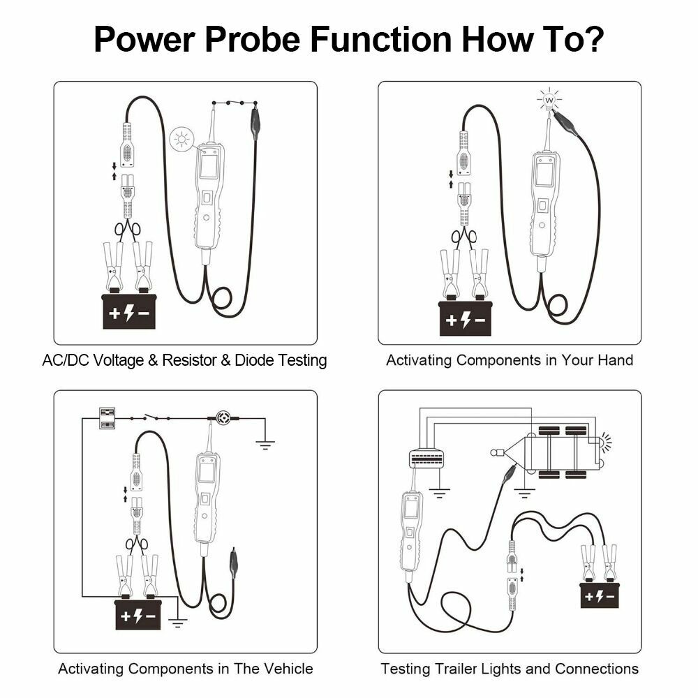 12V 24V Electrical Circuit Tester AVOmeter Detection Probe Diagnostic Tool PB100