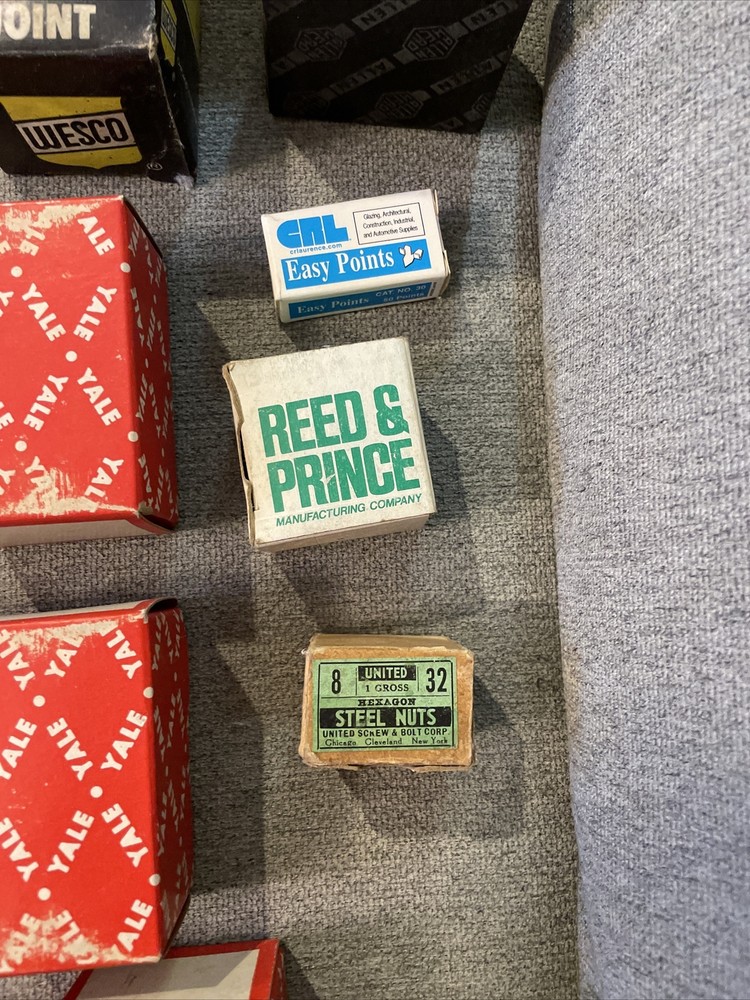 Vintage Yale Lockset Boxes + Adjustable Clamp And Other EMPTY BOXES