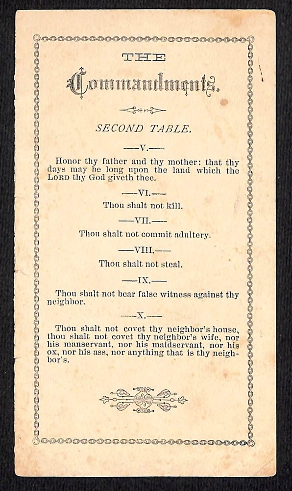 The Commandments c1880's-1900 on 2 Small Sheets