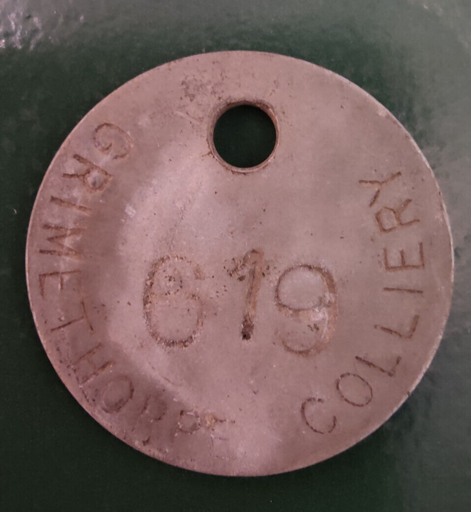 GRIMETHORPE Colliery Pit Check Tally - marked GRIMETHORPE COLLIERY 619
