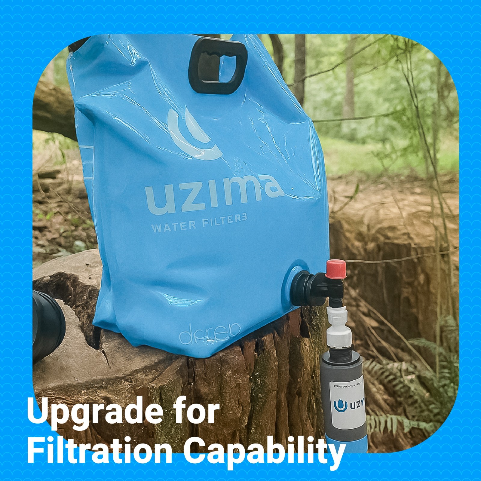 Uzima D-Prep Blue Emergency Water Bag – 10L Collapsible Water Container