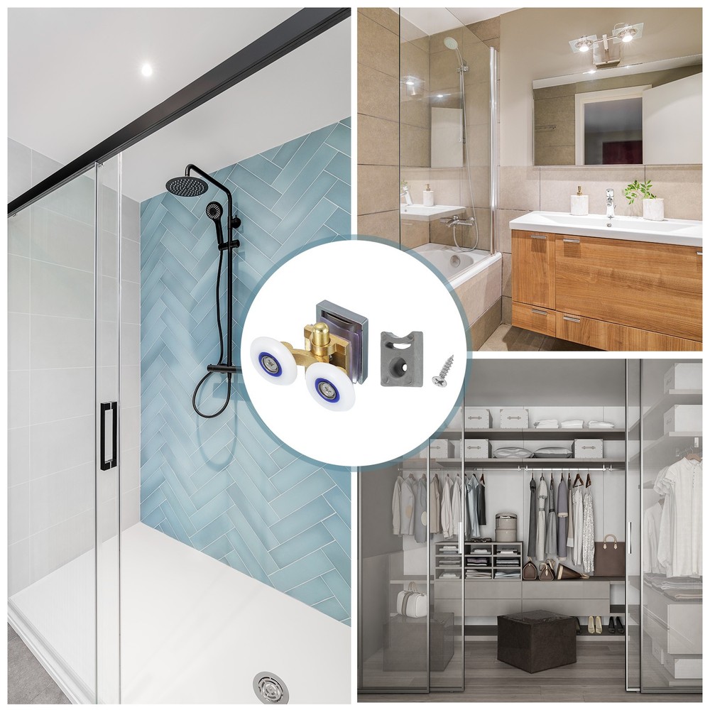 2 Pcs 25mm Double Shower Door Rollers Copper Bottom Wheels Copper Tone