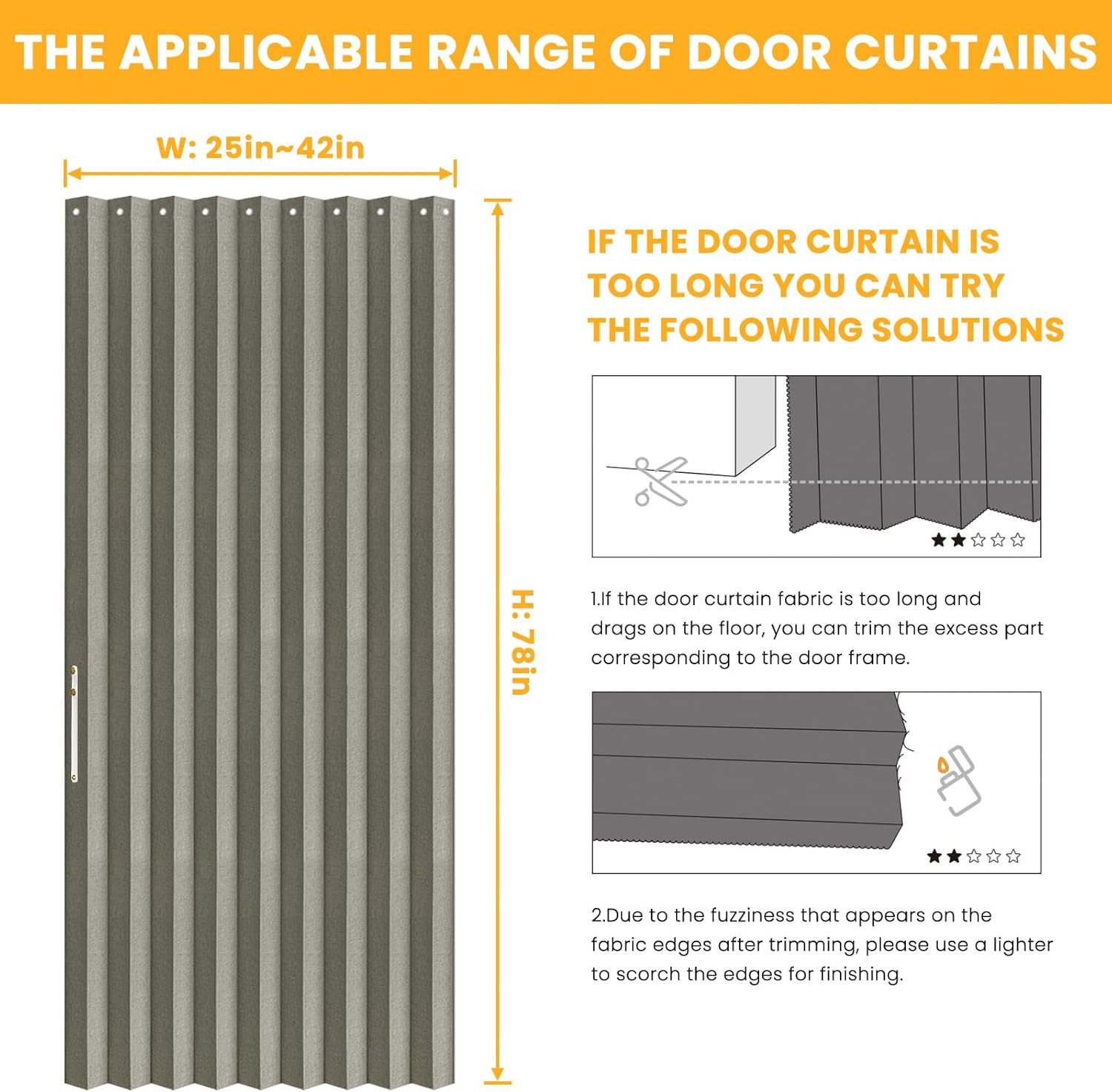 100% Blackout Accordion Door Magnetic Door Curtain Folding Closet Doors C