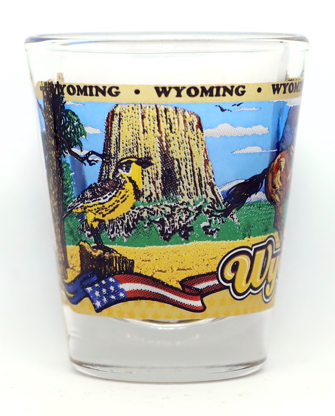 WYOMING STATE WRAPAROUND SHOT GLASS SHOTGLASS
