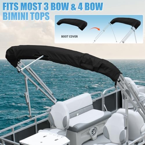 4 Bow Bimini Top Replacement Canvas with Stern Light Hole and Storage Boot,