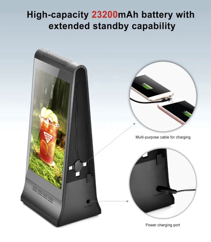 Dual Screen Stand Player Restaurant Table Advertising Digital Menu Display WiFi