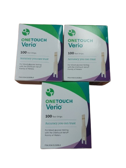 One. Touch Verio Glucose Blood Test Strips -300 Count (3 boxes 100 each)5.2026+
