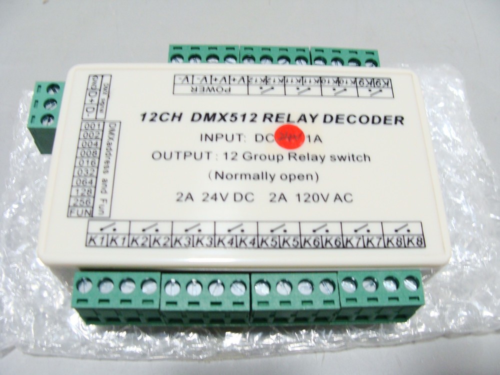 DMX Relay Switch Decoder DMX512 12ch LED Lighting Controller 24v 1A Normal Open