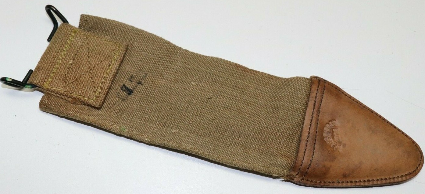 WWI US Tan/khaki Canvas Bolo sheath cover w 1910 belt hanger each E1150