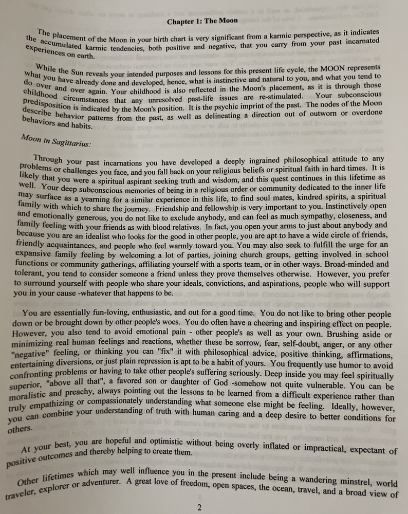 Past Life Report, Karmic Report