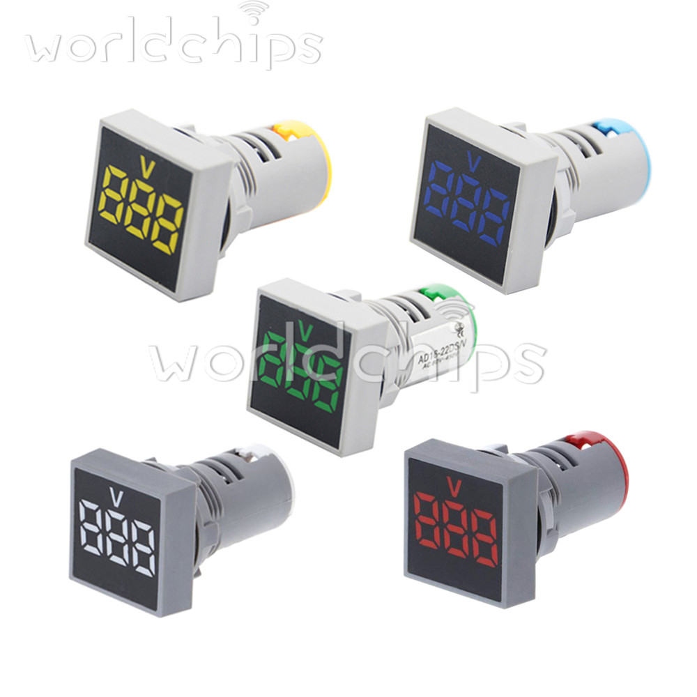 22mm AC60-500V Mini Digital LED Panel Voltmeter Voltage Volt Meter Multicolor
