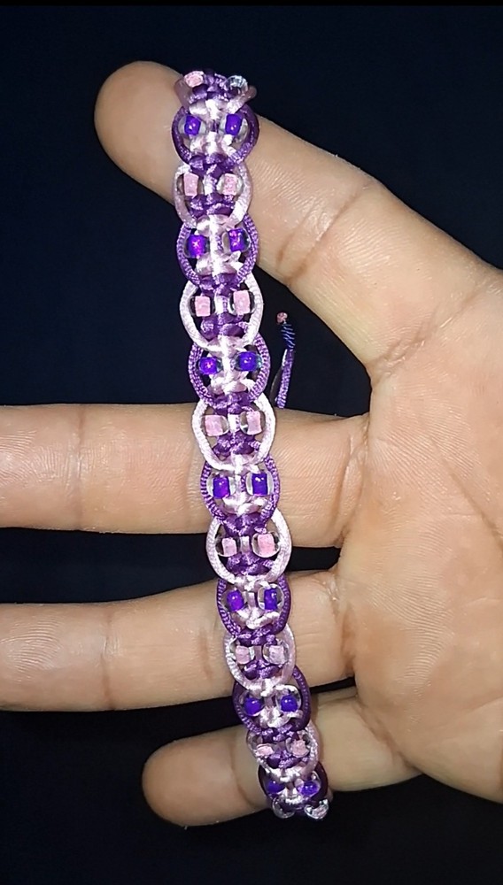 Multicolor Beaded Adjustable Cord Bracelet Bolo Closure Handmade Art Theme