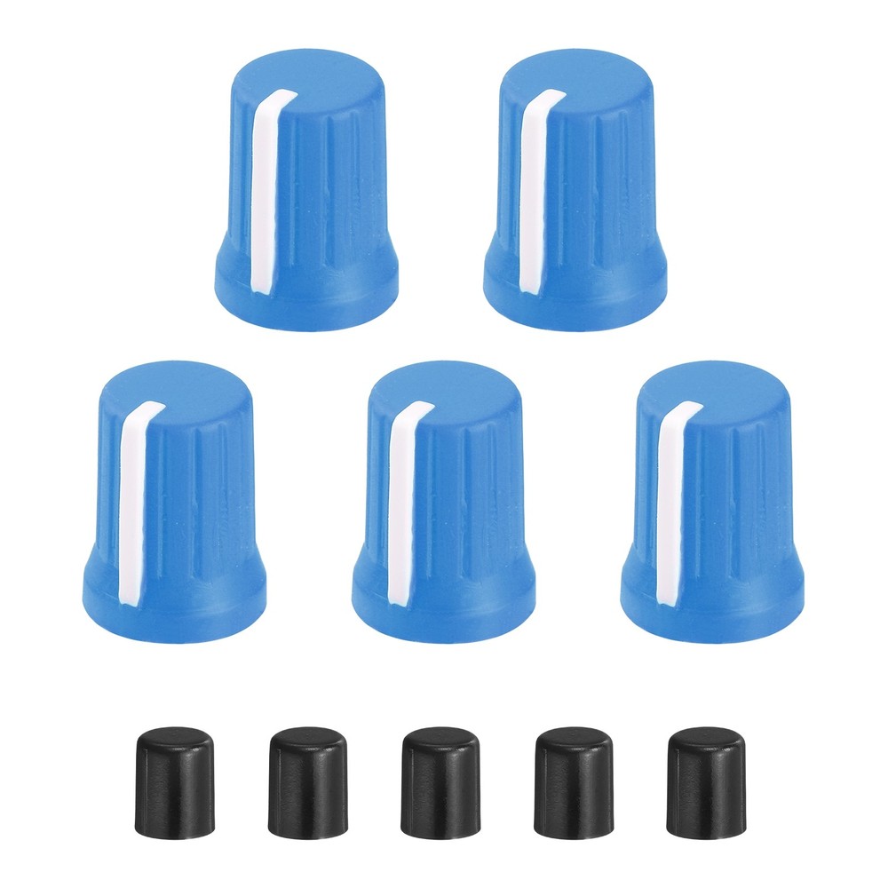 5pcs Potentiometer Knobs,Rubber Guitar Volume Tone Rotary Knob(Blue White)