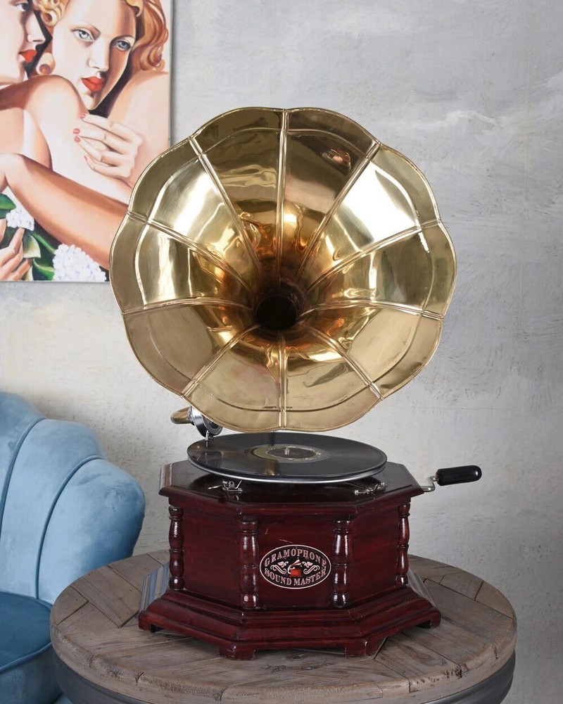 Antique HMV Gramophone Fully Functional Working Phonograph, win-up record player