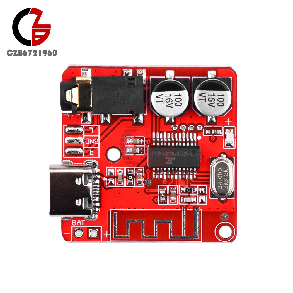 6pcs 3.7-5V Mini Bluetooth5.1 Audio Receiver MP3 Decoder Amplifier Module Type-c