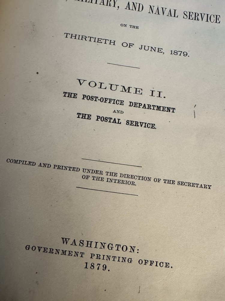 United States Official Register of Officers Agents Civil Military Naval 1879 HC