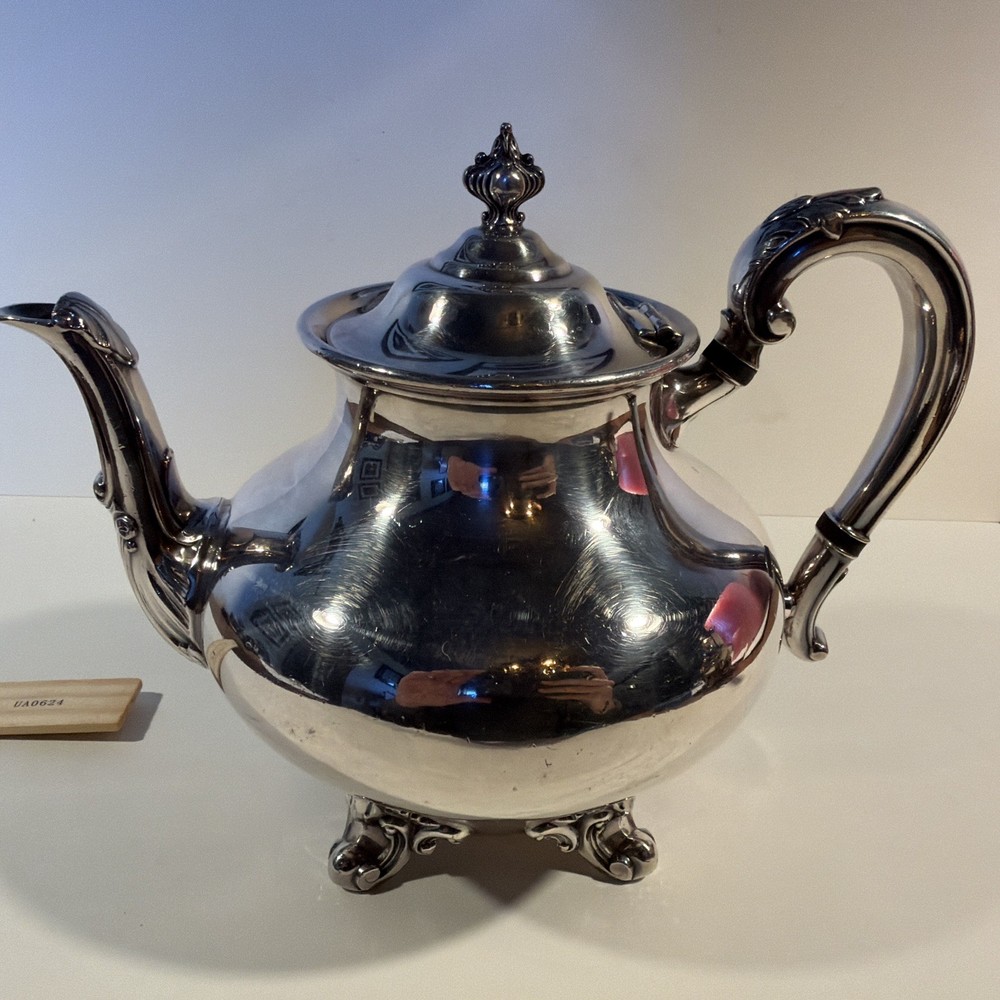 Reed & Barton Regent 5600 Silverplate Tea Coffee Pot Set Footed Vintage
