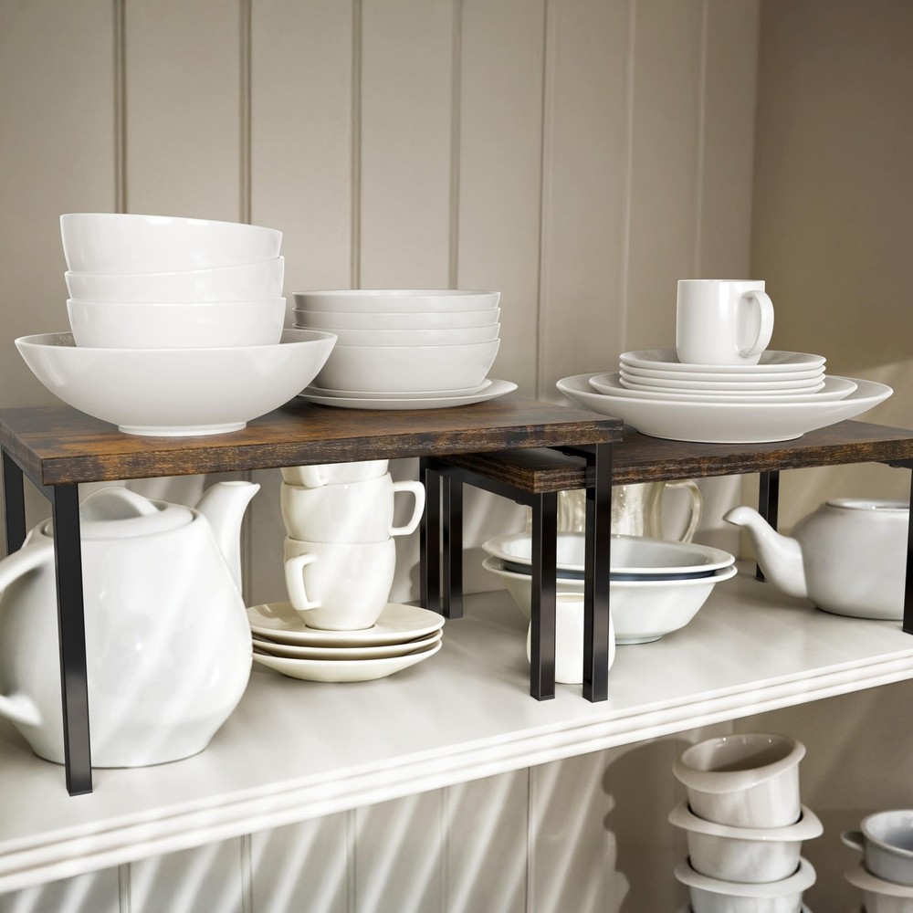 Simple Houseware Expandable Stackable Cabinet and Standard, Rustic Brown