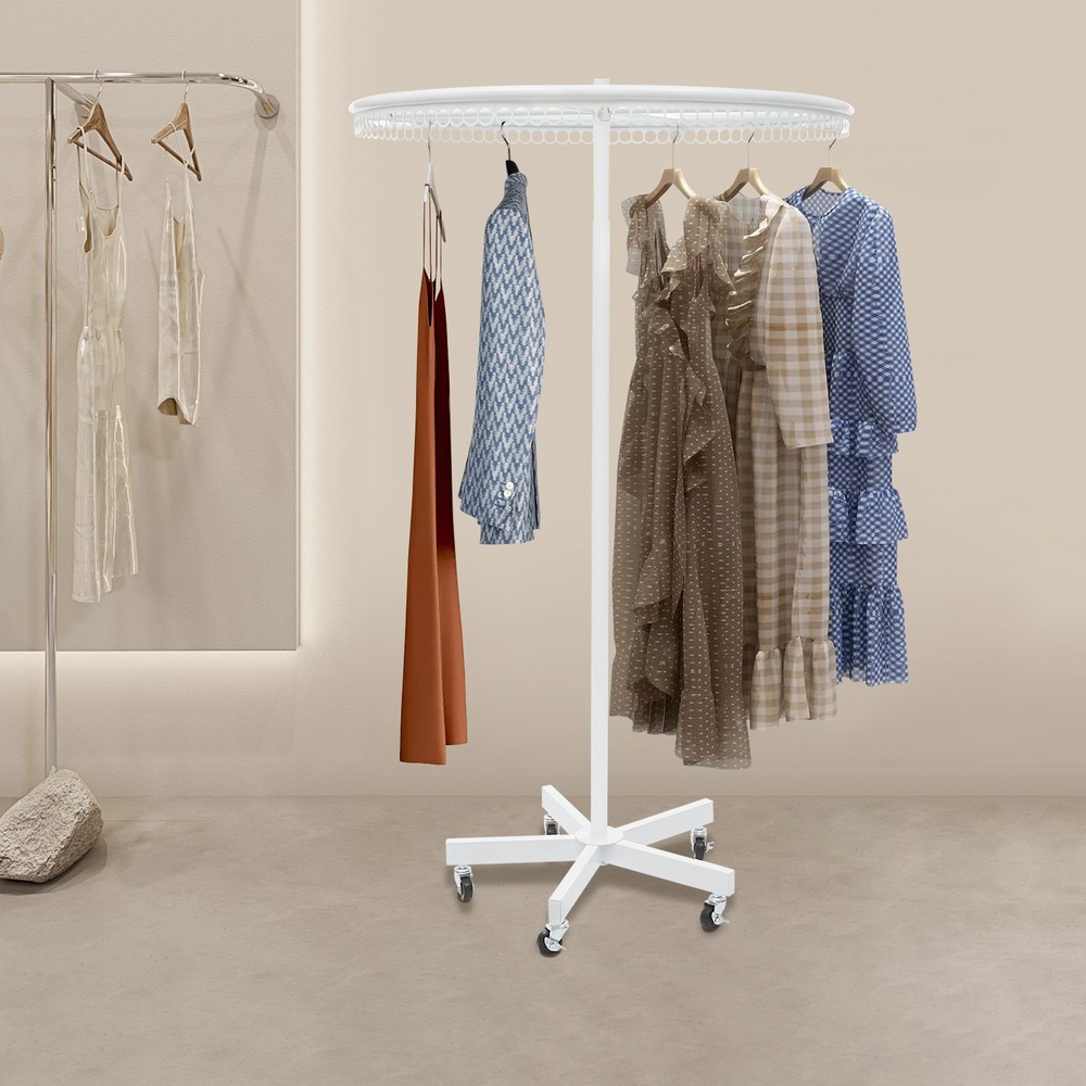 Rotatable Round Clothes Rack - Adjustable Height, Sturdy & Stylish Design