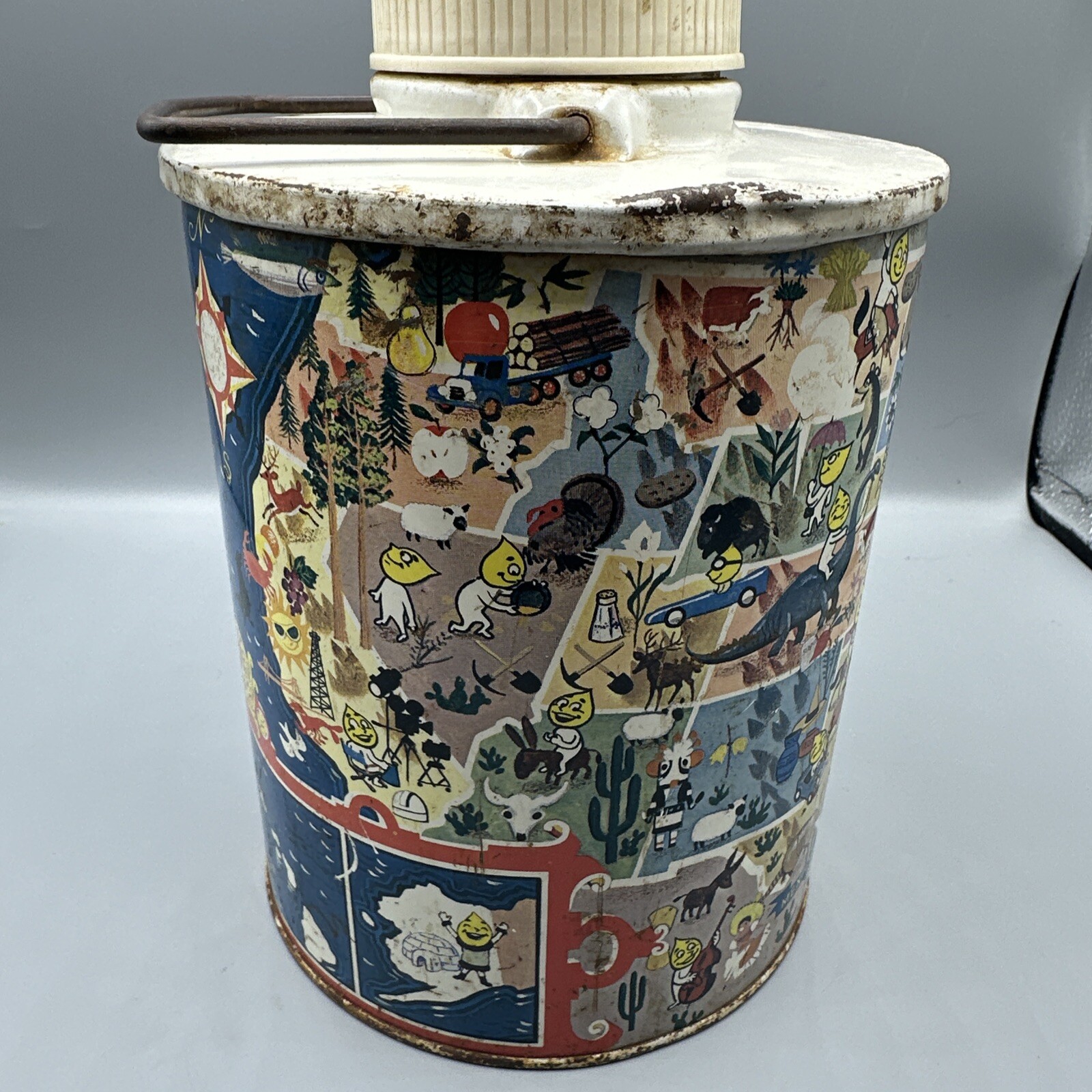 Vintage ESSO Skotch Cooler Thermos Happy Motoring Water Jug Characters USA Map