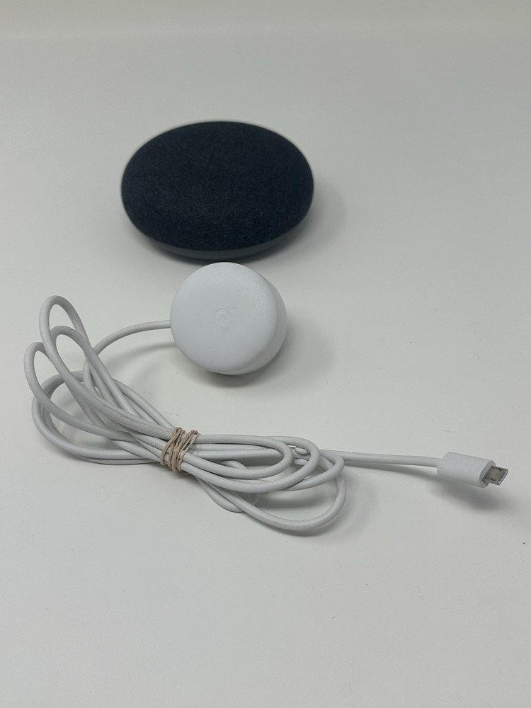 Google Home Mini Smart Assistant Model H0A Speaker With Plug Adapter Black Gray